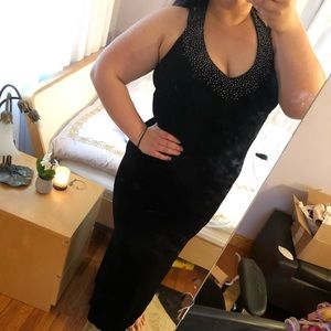 Floor length velvet gown